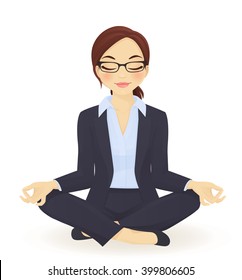 Young Business Woman In Yoga Lotus Pose 