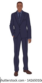 Young businessman (African American type) - vector illustration isolated on white