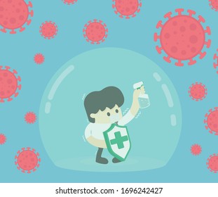 Young businessman in anxiety panic and fear because of the coronavirus outbreak.Space