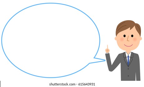 Young businessman with blank text bubble,Balloon