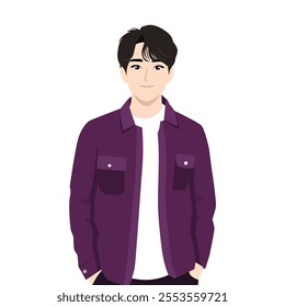 Young businessman in business casual clothes. Flat Vector character illustration