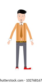 Young businessman cartoon character in formal suit, animation ready vector doll with separate joints, isolated on a white background