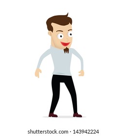 Young businessman cartoon laughing, use in dialogs with other characters.