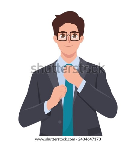 Young businessman ceo freelancer manager boss in formal suit formalwear. Flat vector illustration isolated on white background