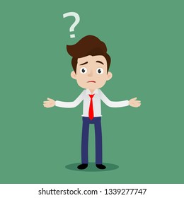 Young businessman was confused and wondered, Cartoon vector illustration