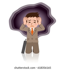 Young businessman with depression