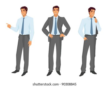 Young businessman with different emotions