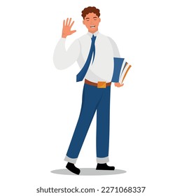 Young businessman with documents on white background