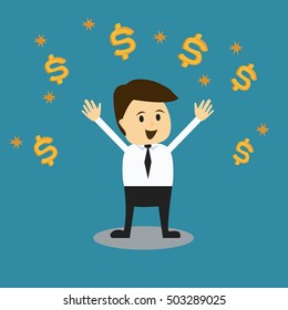 Young businessman with dollars sign, Business concept