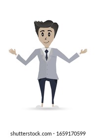 Young businessman dressed in a suit, Business people character. Vector illustration.