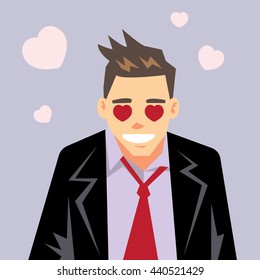young businessman falling in love-vector