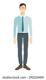 Young businessman in flat style.