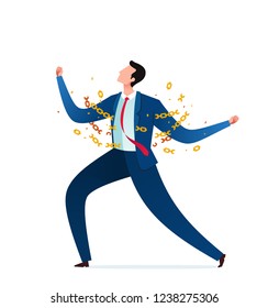 young businessman free from his chain