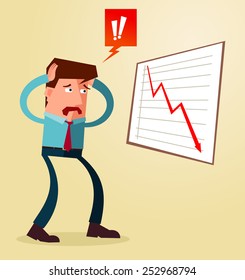 young businessman get shocked watching business result