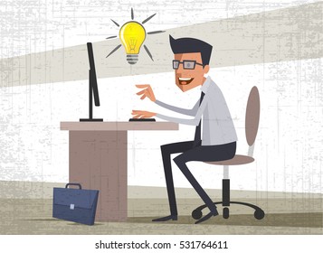 Young businessman gets brilliant idea