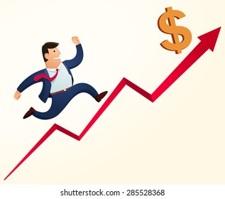 young businessman going up to the success