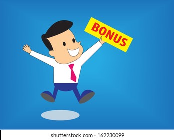 a young businessman jump with pleasure after receive bonus