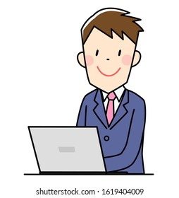 a young businessman with a laptop computer