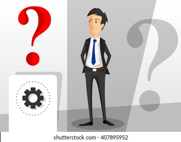 Young businessman looking for new solution concept