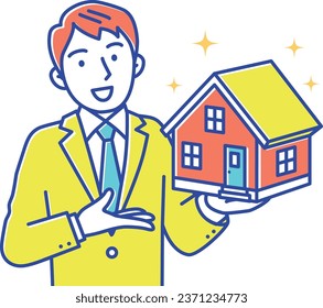 Young businessman man working on his house