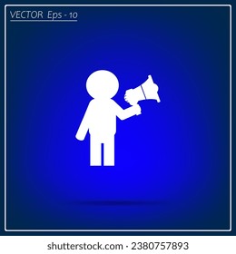 Young businessman with a megaphone, Business concept