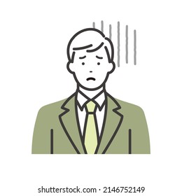 Joven hombre de negocios. Aspecto negativo. Ilustración vectorial simple.