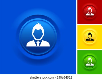 Young Businessman on Blue Bevel Buttons