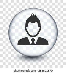 Young Businessman on Transparent Round Buttons