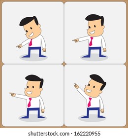 young businessman point to right position character set