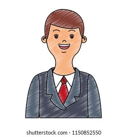 Young businessman profile scribble
