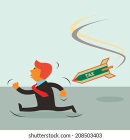 Young businessman ran for tax nightmare a vector concept