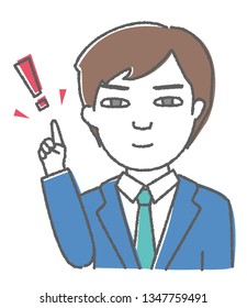 Young businessman with a red exclamation mark .