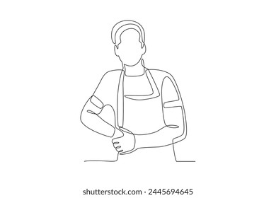 Young businessman is relaxing.Business small one-line drawing