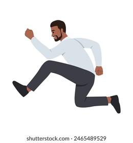 Young businessman running. Business competition and leadership concept. Flat vector illustration isolated on white background