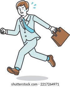 Young businessman running in a suit