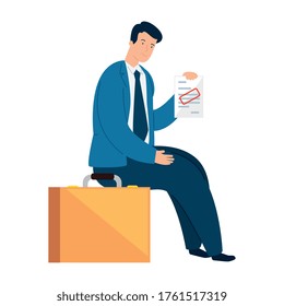 young businessman sad , wearing working outfit vector illustration design