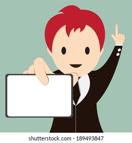 young businessman showing  empty card
