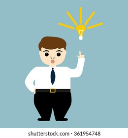 young businessman showing the idea of a light bulb