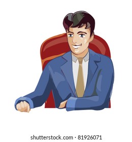 Young businessman sitting on the table