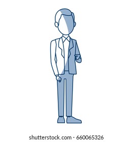 young businessman standing character pose vector illustration