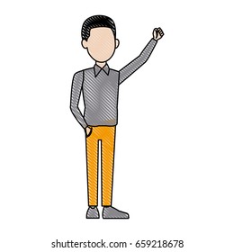 young businessman standing with folded arms suit, tie and shirt vector illustration