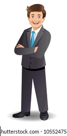 Young businessman standing with folded hands