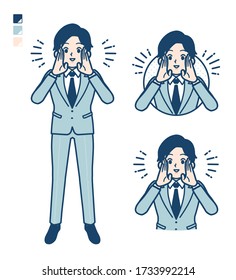 A young Businessman in a suit with Calling out loud images.
It's vector art so it's easy to edit.
