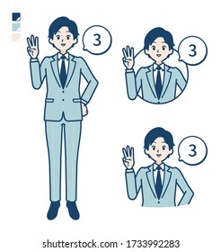 A young Businessman in a suit with Counting as 3 images.
It's vector art so it's easy to edit.
