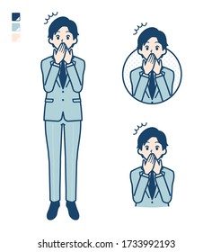 A young Businessman in a suit with surprised images.
It's vector art so it's easy to edit.
