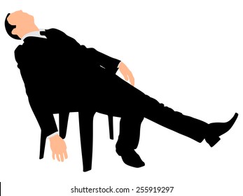 Young businessman taking a break, vector 