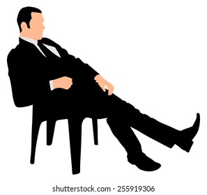 Young businessman taking a break, vector 