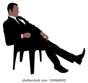 Young businessman taking a break, vector 