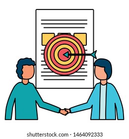 young businessman team with document and target vector illustration design
