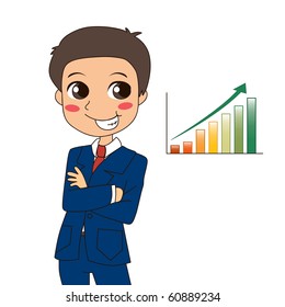 Young businessman thinking about increasing profits and success